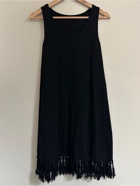Sleeveless Dress with Fringed Hem